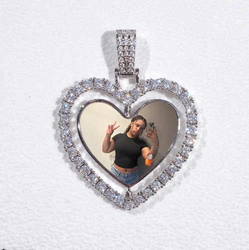 3D Spinning 2-Faced Heart Custom Picture Pendant