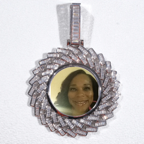 Large 3D Baguette Custom Picture Pendant