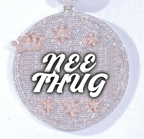 CUSTOM LETTER NECKLACE 3D BIG CROWN DISC