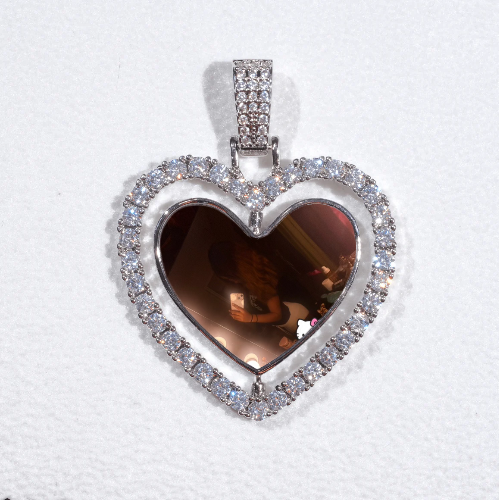 3D Spinning 2-Faced Heart Custom Picture Pendant