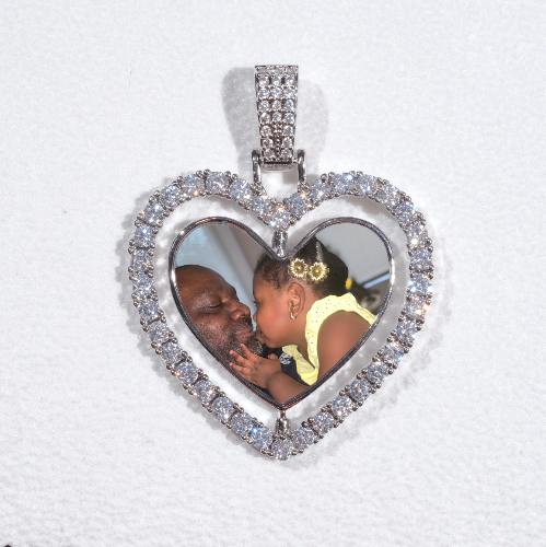 3D Spinning 2-Faced Heart Custom Picture Pendant