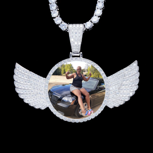925S & VVS Moissanite 3D Wing Custom Picture Pendant