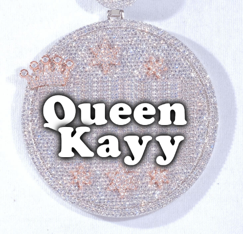CUSTOM LETTER NECKLACE 3D BIG CROWN DISC