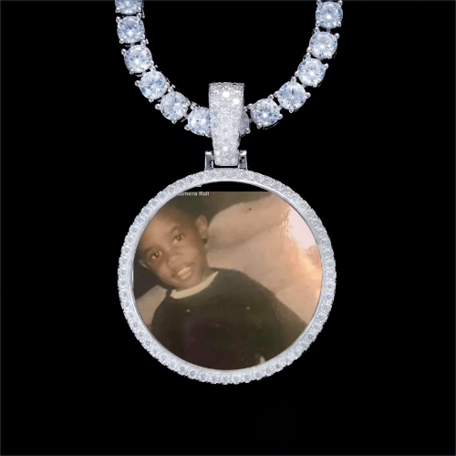 925S & VVS Moissanite 3D Circle Custom Picture Pendant