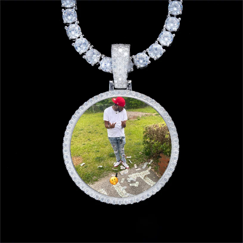 925S & VVS Moissanite 3D Circle Custom Picture Pendant