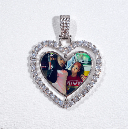 3D Spinning 2-Faced Heart Custom Picture Pendant