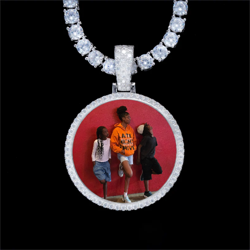 925S & VVS Moissanite 3D Circle Custom Picture Pendant