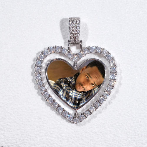 3D Spinning 2-Faced Heart Custom Picture Pendant
