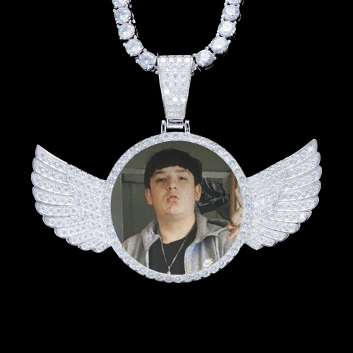 925S & VVS Moissanite 3D Wing Custom Picture Pendant