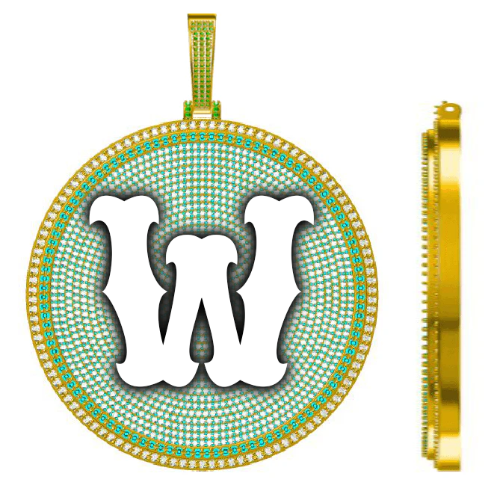 CUSTOM LETTER NECKLACE 3D BIG DISC