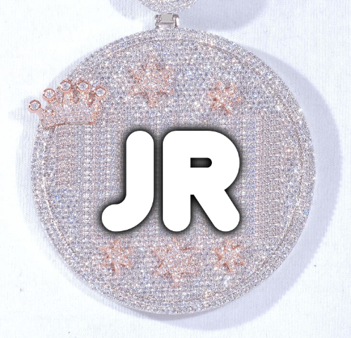 CUSTOM LETTER NECKLACE 3D BIG CROWN DISC
