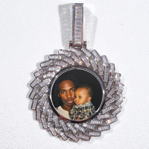 Large 3D Baguette Custom Picture Pendant