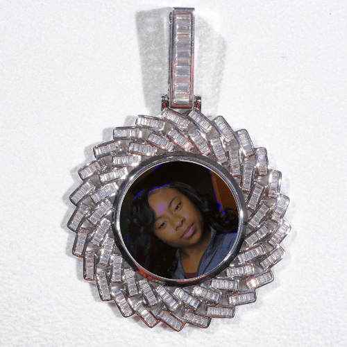 Large 3D Baguette Custom Picture Pendant