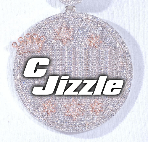 CUSTOM LETTER NECKLACE 3D BIG CROWN DISC