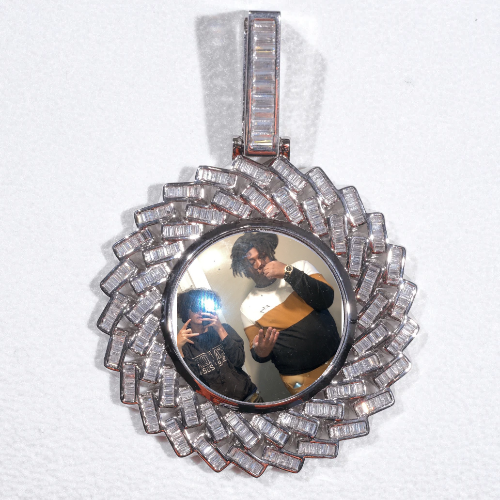 Large 3D Baguette Custom Picture Pendant