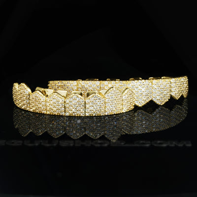 Yellow Gold-Plated Grillz Bar Iced Edition