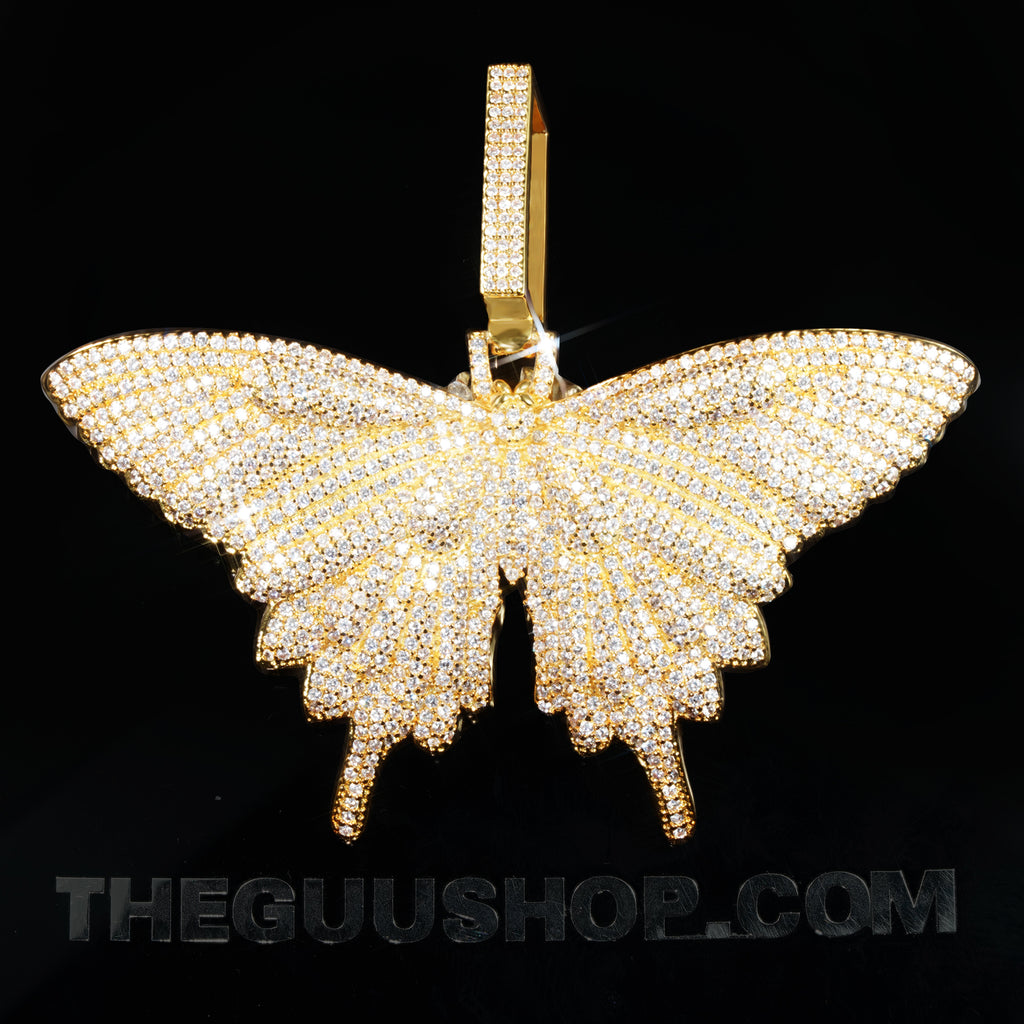 18K Gold-Plated Micro-inlay AAA CZ Butterfly Pendant Necklace