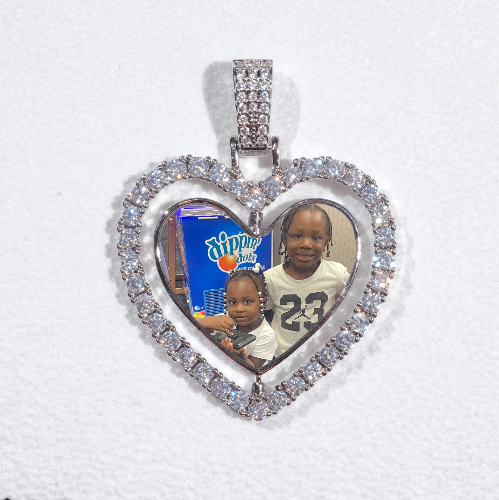 3D Spinning 2-Faced Heart Custom Picture Pendant