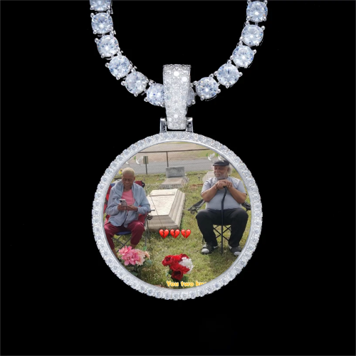 925S & VVS Moissanite 3D Circle Custom Picture Pendant