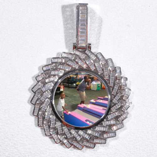 Large 3D Baguette Custom Picture Pendant