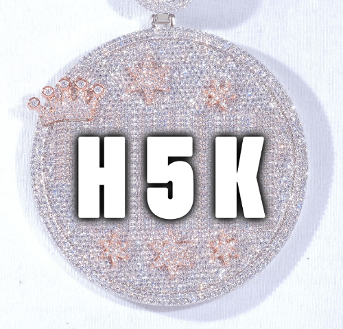 CUSTOM LETTER NECKLACE 3D BIG CROWN DISC
