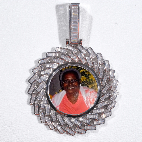 Large 3D Baguette Custom Picture Pendant