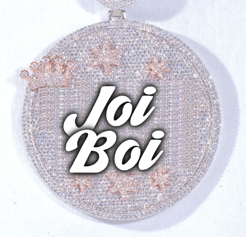 CUSTOM LETTER NECKLACE 3D BIG CROWN DISC