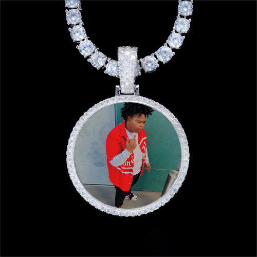 925S & VVS Moissanite 3D Circle Custom Picture Pendant
