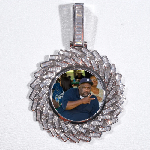 Large 3D Baguette Custom Picture Pendant