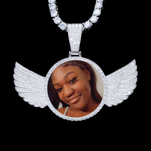 925S & VVS Moissanite 3D Wing Custom Picture Pendant