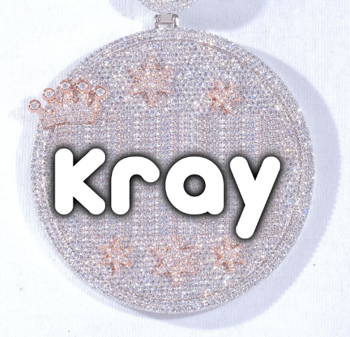 CUSTOM LETTER NECKLACE 3D BIG CROWN DISC