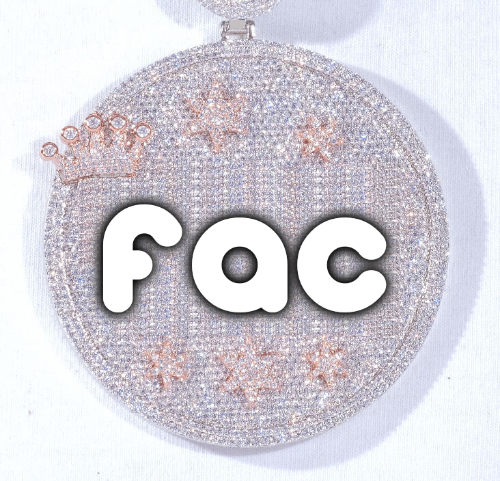 CUSTOM LETTER NECKLACE 3D BIG CROWN DISC