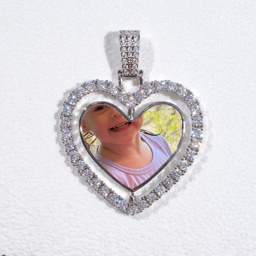 3D Spinning 2-Faced Heart Custom Picture Pendant