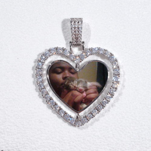 3D Spinning 2-Faced Heart Custom Picture Pendant