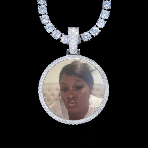 925S & VVS Moissanite 3D Circle Custom Picture Pendant