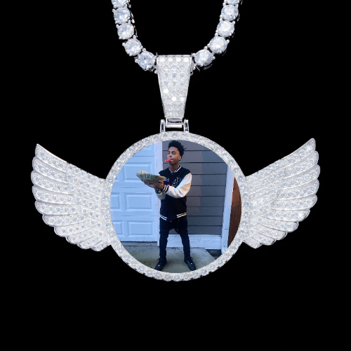 925S & VVS Moissanite 3D Wing Custom Picture Pendant