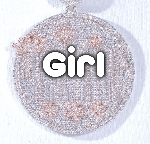 CUSTOM LETTER NECKLACE 3D BIG CROWN DISC