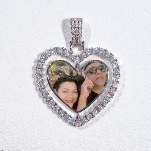 3D Spinning 2-Faced Heart Custom Picture Pendant