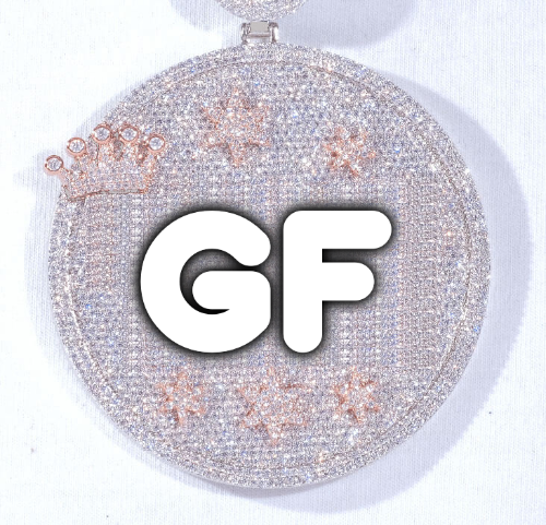 CUSTOM LETTER NECKLACE 3D BIG CROWN DISC