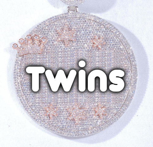 CUSTOM LETTER NECKLACE 3D BIG CROWN DISC