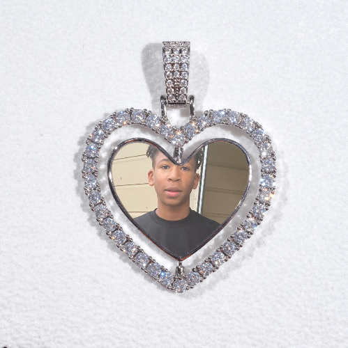 3D Spinning 2-Faced Heart Custom Picture Pendant