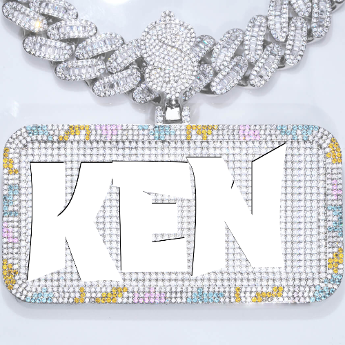 CUSTOM LETTER NECKLACE 3D COLORFUL SQUARE