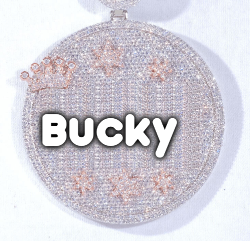 CUSTOM LETTER NECKLACE 3D BIG CROWN DISC