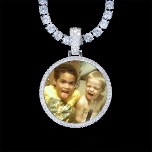 925S & VVS Moissanite 3D Circle Custom Picture Pendant