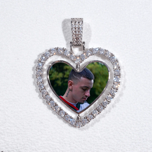 3D Spinning 2-Faced Heart Custom Picture Pendant