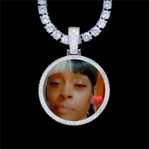 925S & VVS Moissanite 3D Circle Custom Picture Pendant