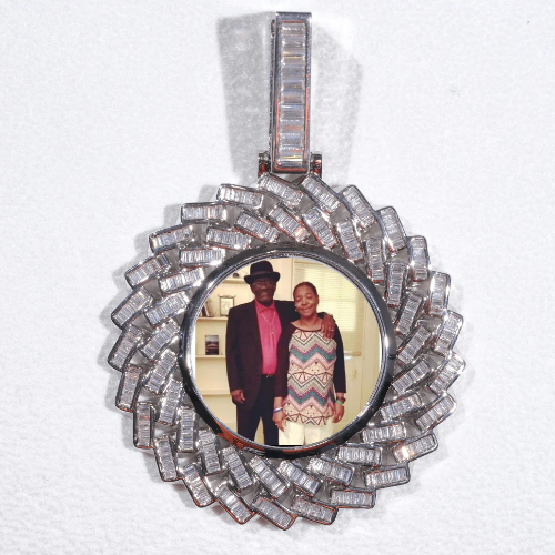 Large 3D Baguette Custom Picture Pendant