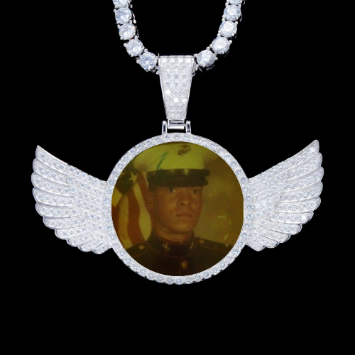 925S & VVS Moissanite 3D Wing Custom Picture Pendant