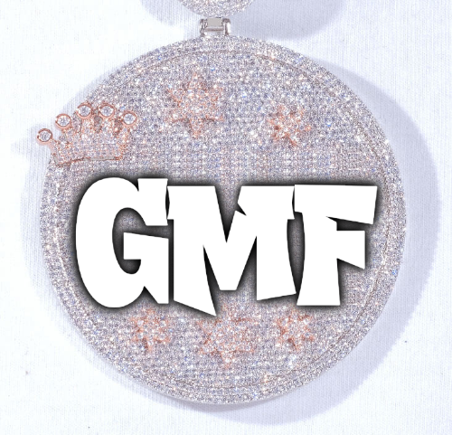 CUSTOM LETTER NECKLACE 3D BIG CROWN DISC