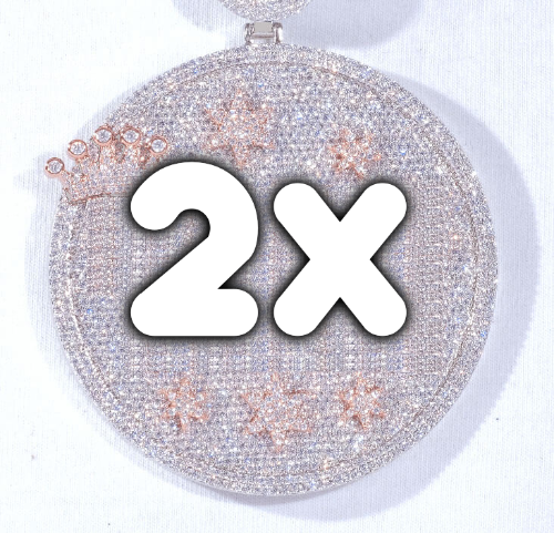 CUSTOM LETTER NECKLACE 3D BIG CROWN DISC